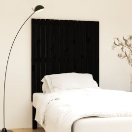 Wall Headboard Black 95.5x3x110cm Solid Wood Pine