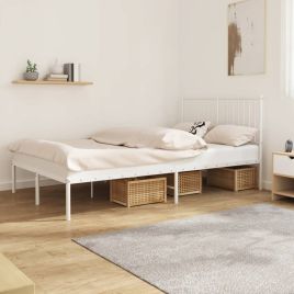 Metal Bed Frame with Headboard White 120x200 cm