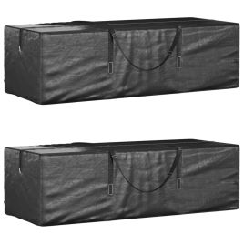 Garden Cushion Storage Bags 2 Pcs Black 135x40x55cm Polyethylene