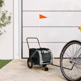 Pet Bike Trailer Grey and Black Oxford Fabric and Iron