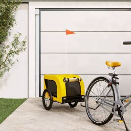 Dog Bike Trailer Yellow and Black Oxford Fabric and Iron