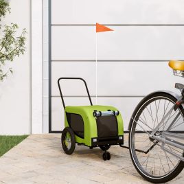 Pet Bike Trailer Green and Black Oxford Fabric and Iron