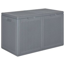 Garden Storage Box Grey PP Rattan 180 L