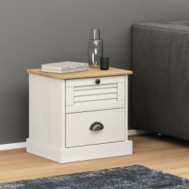 Bedside Table - KINGSTON Nightstand White 42cm