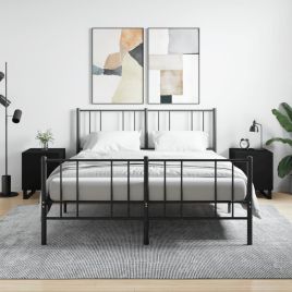 Bedside Table - MANNING Hal 2 Piece Nightstand Black 40cm