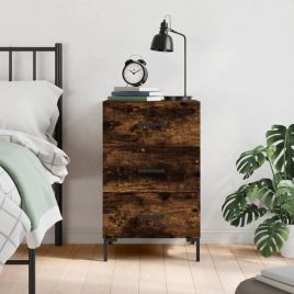 Bedside Table - LOWELL Cal Nightstand Smoked Oak 40cm