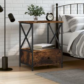 Bedside Table - BELLEVILLE Nightstand Smoked Oak 50cm