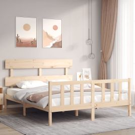 Bed Frame with Headboard 160x200 cm Solid Wood