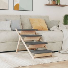 Dog Stair Grey 105x47cm Solid Wood Fir