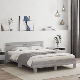 Bedframe with LED Grey Sonoma 140x200cm