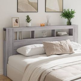 LED Headboard Grey Sonoma 200cm Engineered Wood