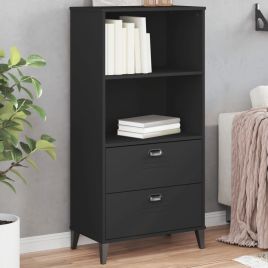 Bookcase VIKEN Black 60x35x123 cm Solid Wood Pine