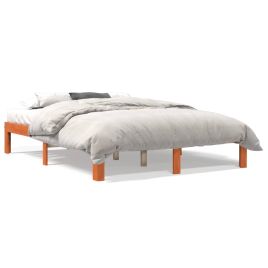 Bed Frame Wax Brown 140x190 cm Solid Wood Pine