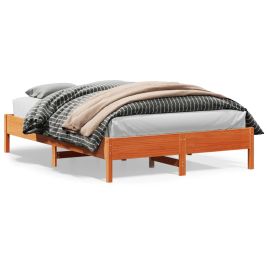 Bedframe Wax Brown 150x200cm King Size Solid Wood Pine