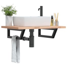 Shelf Brackets for Washbasin 2 pcs Black Trapezium Steel