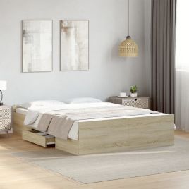 Bedframe with Drawers Sonoma Oak 135x190cm Double