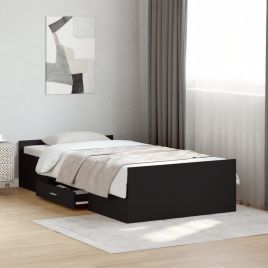 Bedframe with Drawers Black 75x190cm Small Single