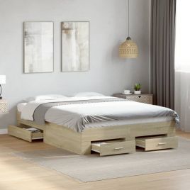Bedframe with Drawers Sonoma Oak 140x190cm