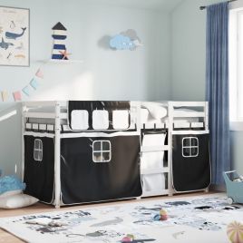 Bunkbed White and Black 80x200cm Solid Wood Pine