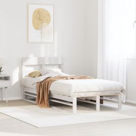 Bedframe White 100x200cm Solid Wood Pine