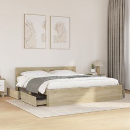 Bedframe with Headboard Sonoma Oak 180x200cm Super King
