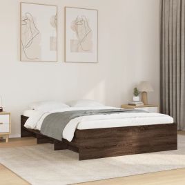 Bedframe Brown Oak 135x190cm Double Engineered Wood