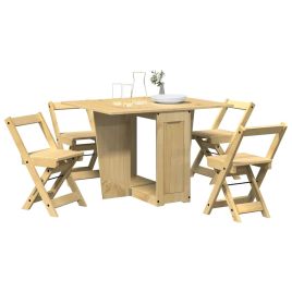 5 Piece Butterfly Dining Set Corona Foldable Wax Brown Pinewood