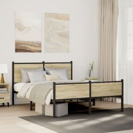 Metal Bedframe Sonoma Oak 137x190cm