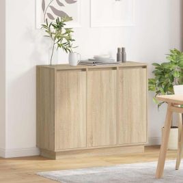 LED Sideboard in Sonoma Oak - 90x32x75 cm - Engineered Wood