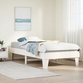 Bedframe White 100x200cm Solid Wood Pine