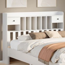 Headboard with Storage White 160 cm Solid Wood Pine