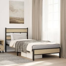 Bedframe Sonoma Oak 90x190cm Single Engineered Wood