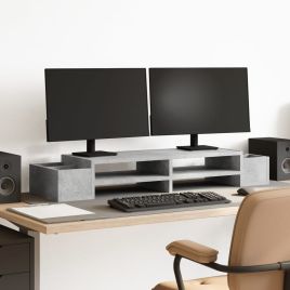 Monitor Stand with Storage Concrete Grey 100x27x15 cm Engineered Wood