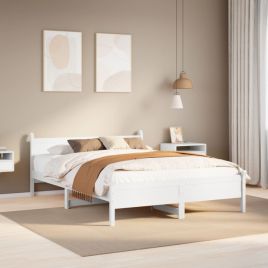 Bedframe White 140x190cm Solid Wood Pine