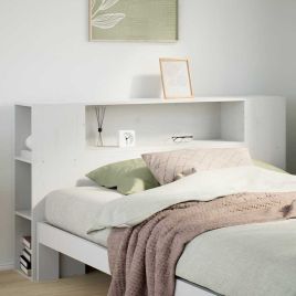 Headboard with Storage White 150 cm Solid Wood Pine