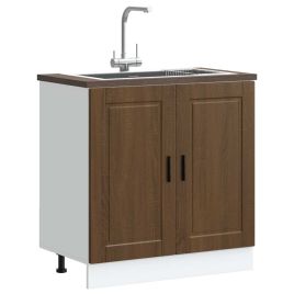 Sink Base Cabinet "Porto" Brown Oak 80x46x81.5 cm Engineered Wood