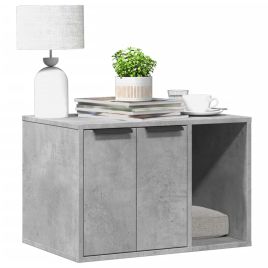 Cat Litter Box Enclosure Concrete Grey 60x40x40 cm Engineered Wood