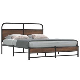 Metal Bedframe Brown Oak 160x200cm
