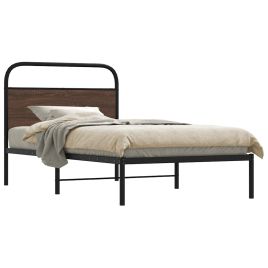 Bedframe 107x203cm Brown Oak Engineered Wood