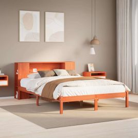 Bookcase Bed Wax Brown 140x200cm Solid Wood Pine