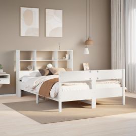 Bookcase Bed White 160x200cm Solid Wood Pine