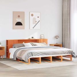 Bookcase Bed Wax Brown 200x200cm Solid Wood
