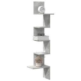 Wall Corner Shelf Concrete Grey 32x32x127,5 cm Engineered Wood