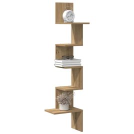 Wall Corner Shelf Artisan Oak 32x32x127,5 cm Engineered Wood