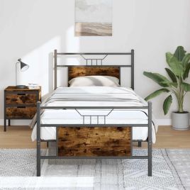 Bedframe Smoked Oak 90x200cm Engineered Wood
