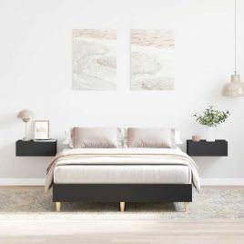 Bedframe Black 135x190cm Double Engineered Wood