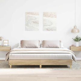 Bedframe Sonoma Oak 200x200cm Engineered Wood