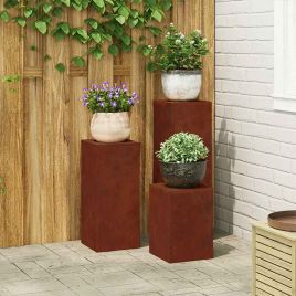 REHAL Plant Stand 3 pcs Rusty Weathering Steel
