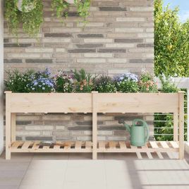 PADEN Garden Planter 203.5x53x76.5 cm Solid Fir Wood - Beige