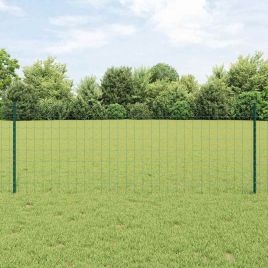 Euro Fence with 5 U Posts, Green, 0.8x10 m Steel
